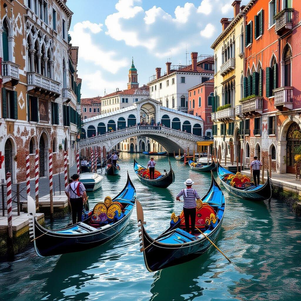 Surreal Venice: Gondolas in a Dreamscape