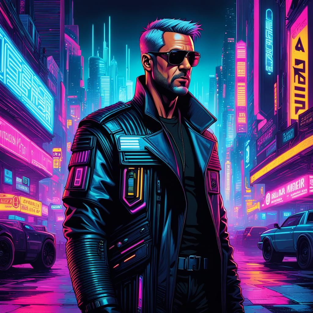 Holographic Town Administrator in Cyberpunk Futurism