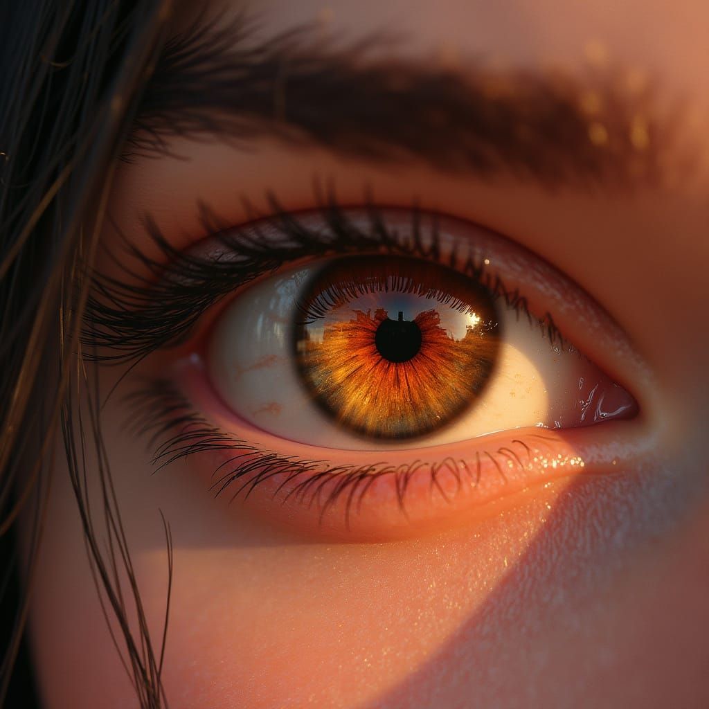 Sunset Reflected in Photorealistic Eye