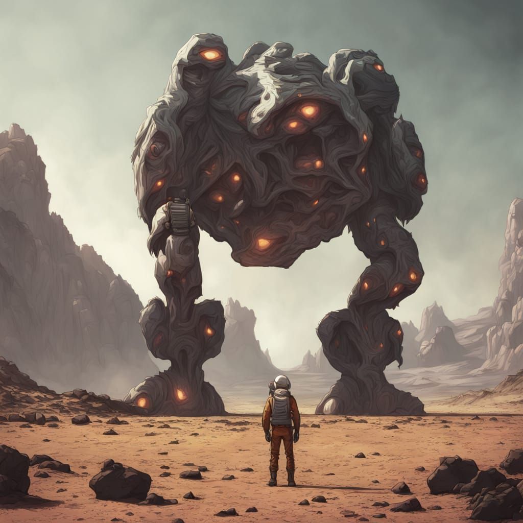 Astronaut on Alien Planet in Gritty Film Style