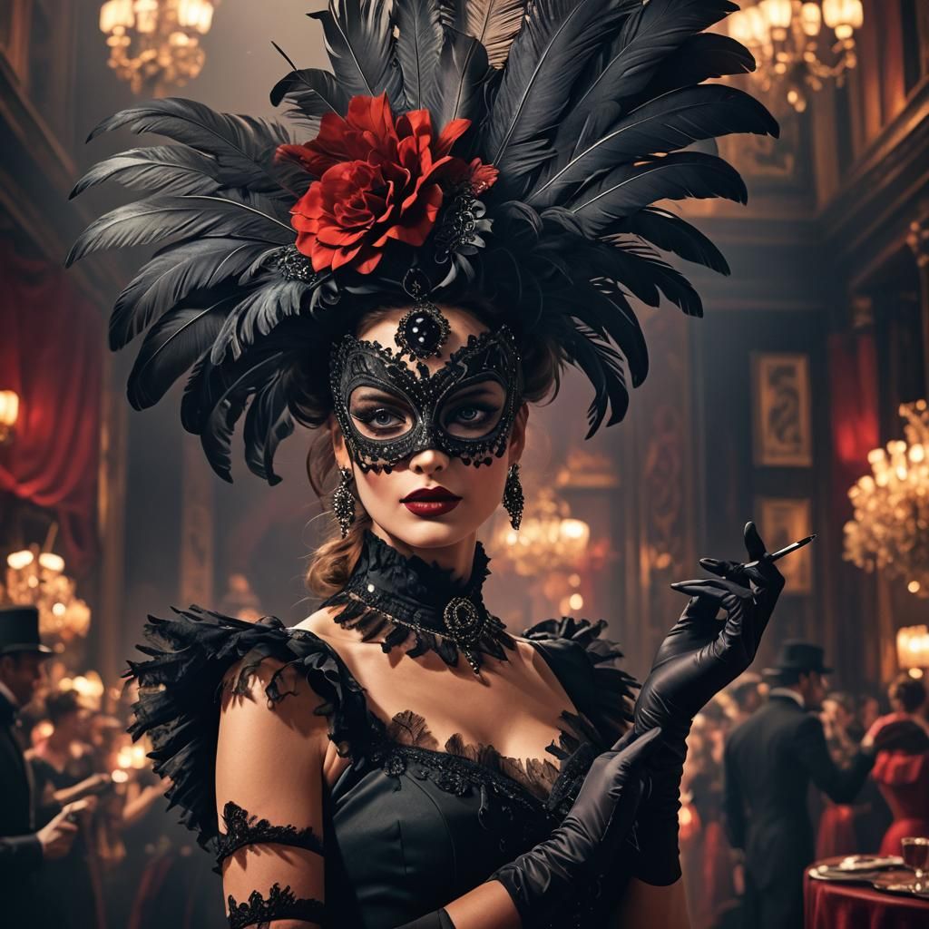 Elegant Cabaret Dancer in Detailed Matte Painting