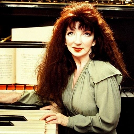 Confused Kate Bush on the piano