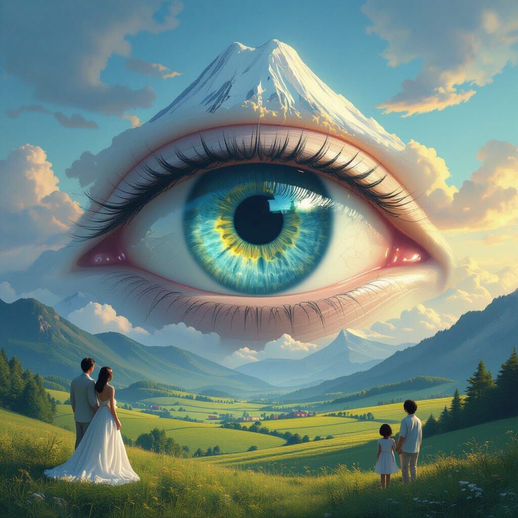 Surreal Eye Reflecting Mountain Landscape