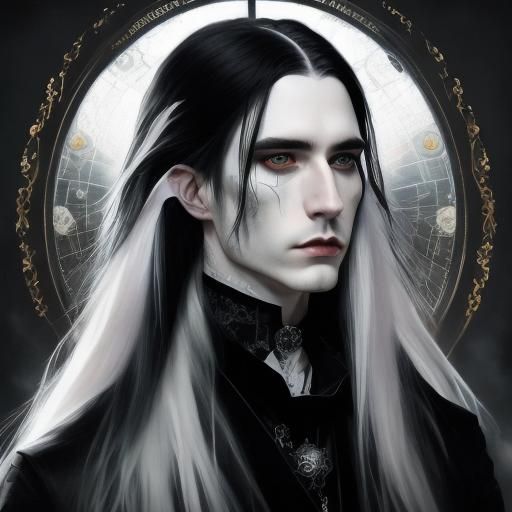 Victorian Goth Vampire Man Portrait in Detailed 8K