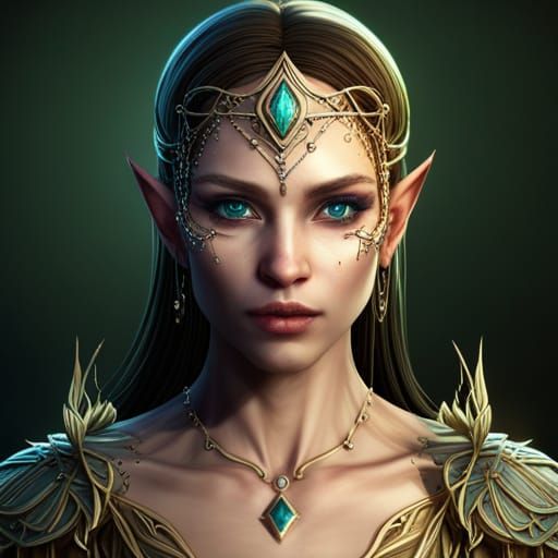 Diamond Light Elf Portrait in Fantasy Art Style