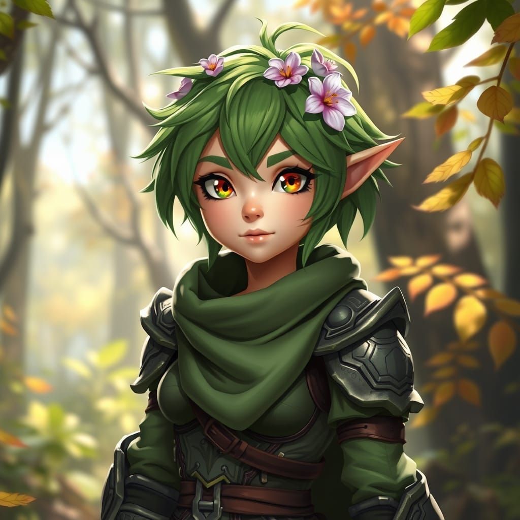 Enchanting Forest Maiden in Vibrant Green Attire