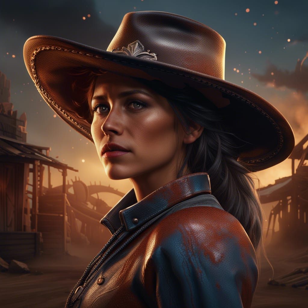 Cowgirl in Detailed Matte Painting Style