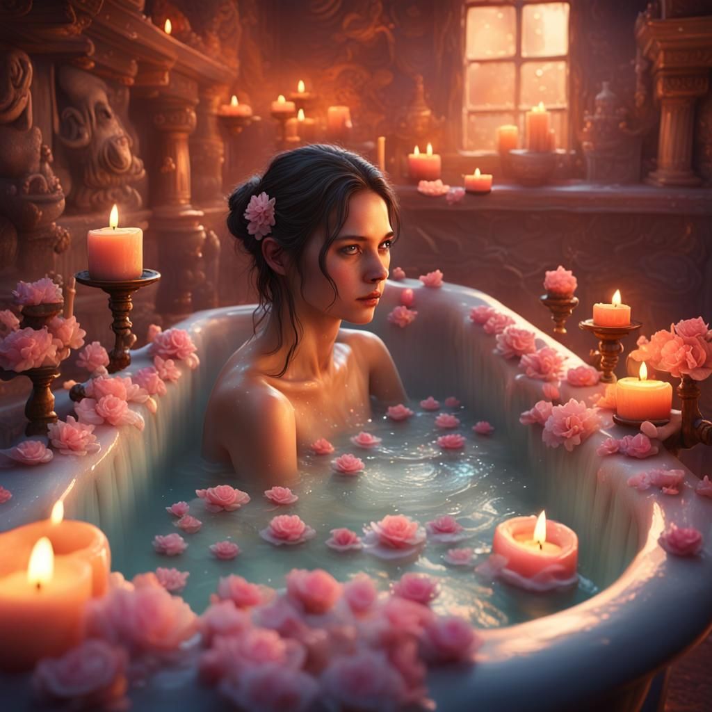 Pastel Bathtub Beauty in Warm, Detailed 3D Rendering