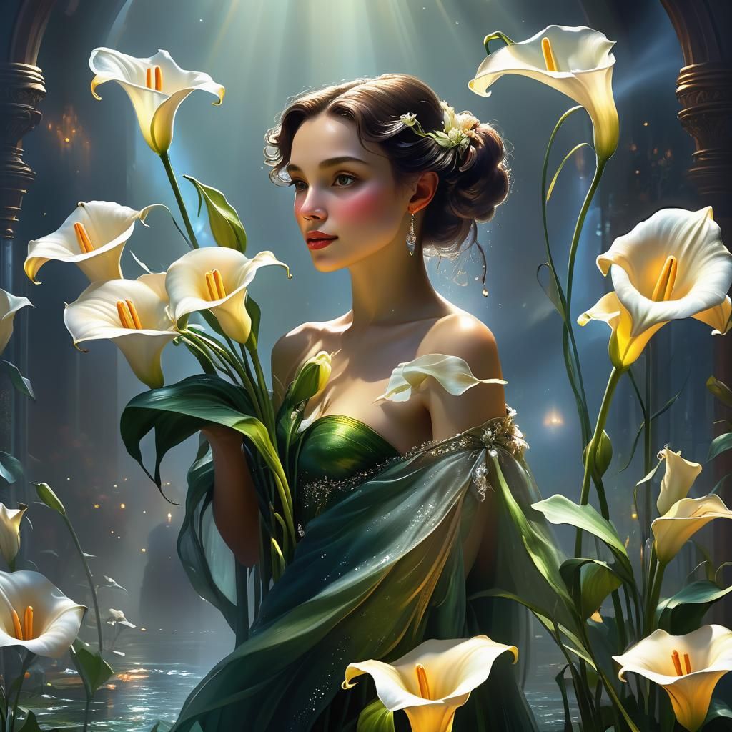 Romantic Calla Lily Illuminated in Dreamy Art Style