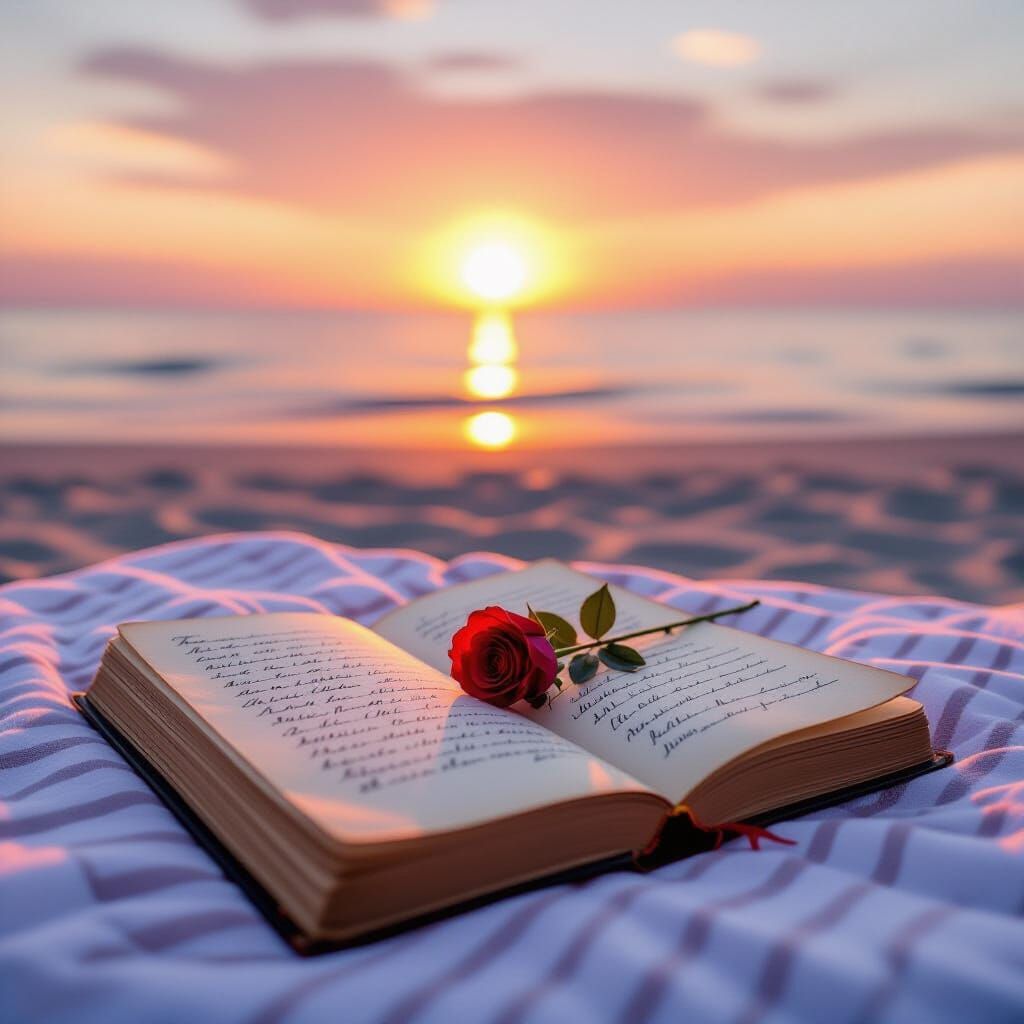 Diary's End: Rose on Last Page at Sunset