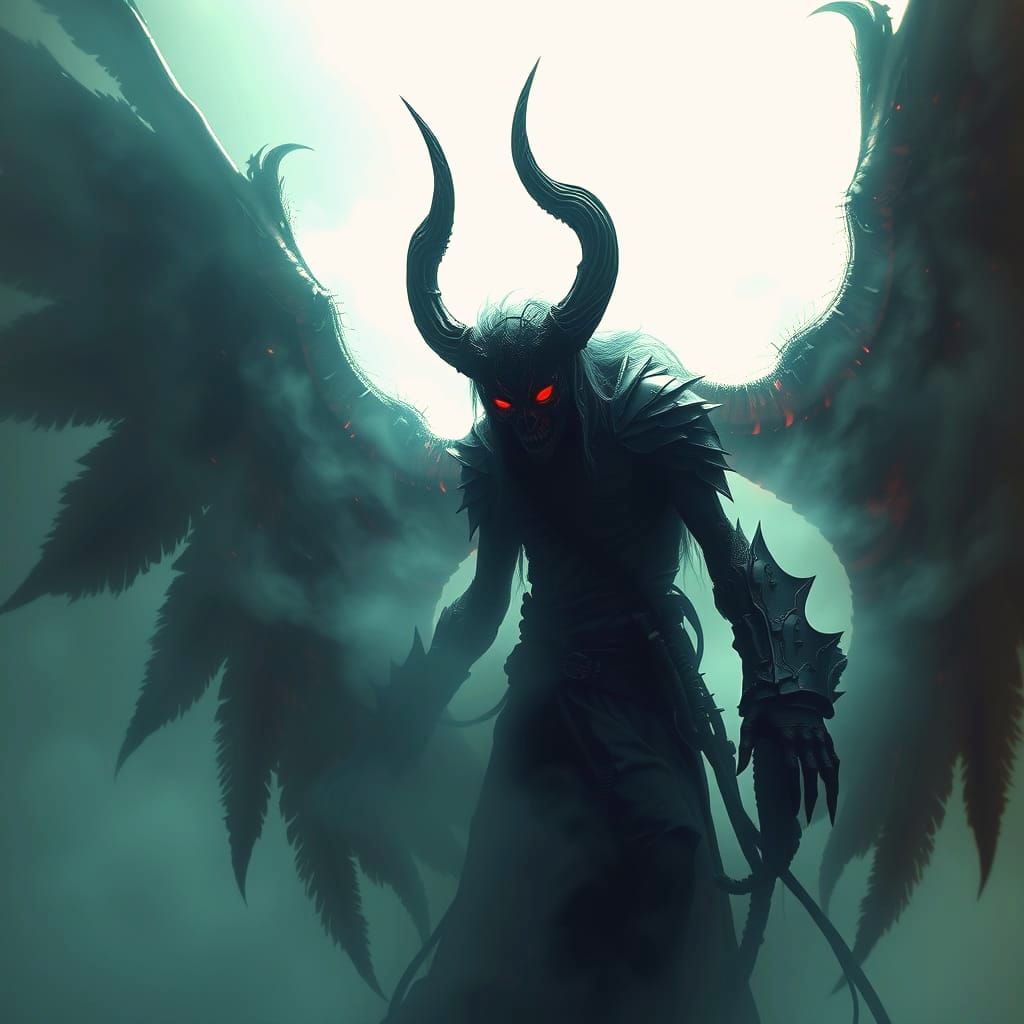 Optical Illusion: Evil Angel Descent in Art Fusion