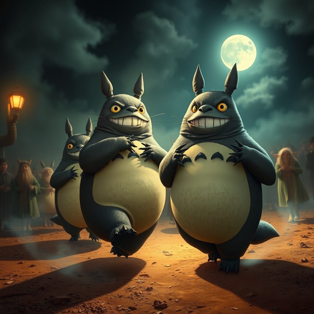 Surreal Totoro in Vibrant Dance Scene