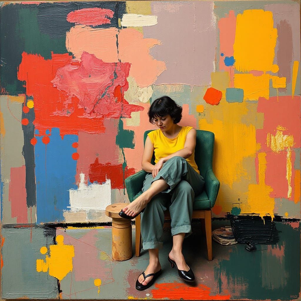 Abstract Expressionist Portrait in Bold Colors