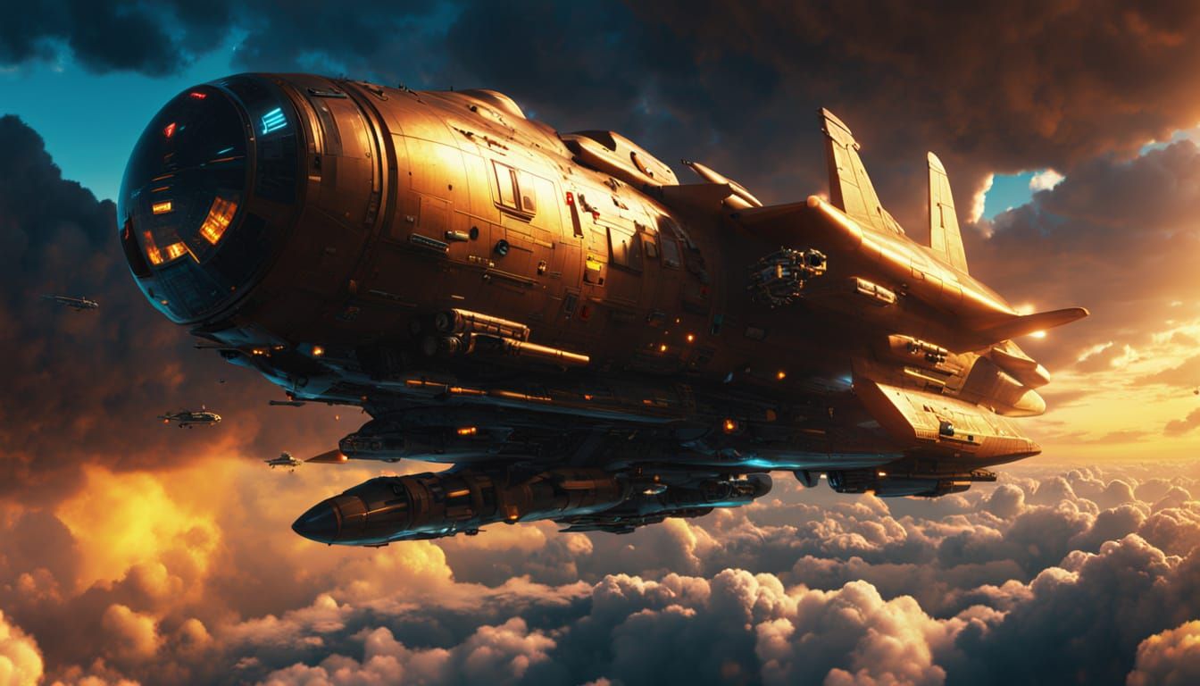 Epic Science Fiction Drop Ship Descends