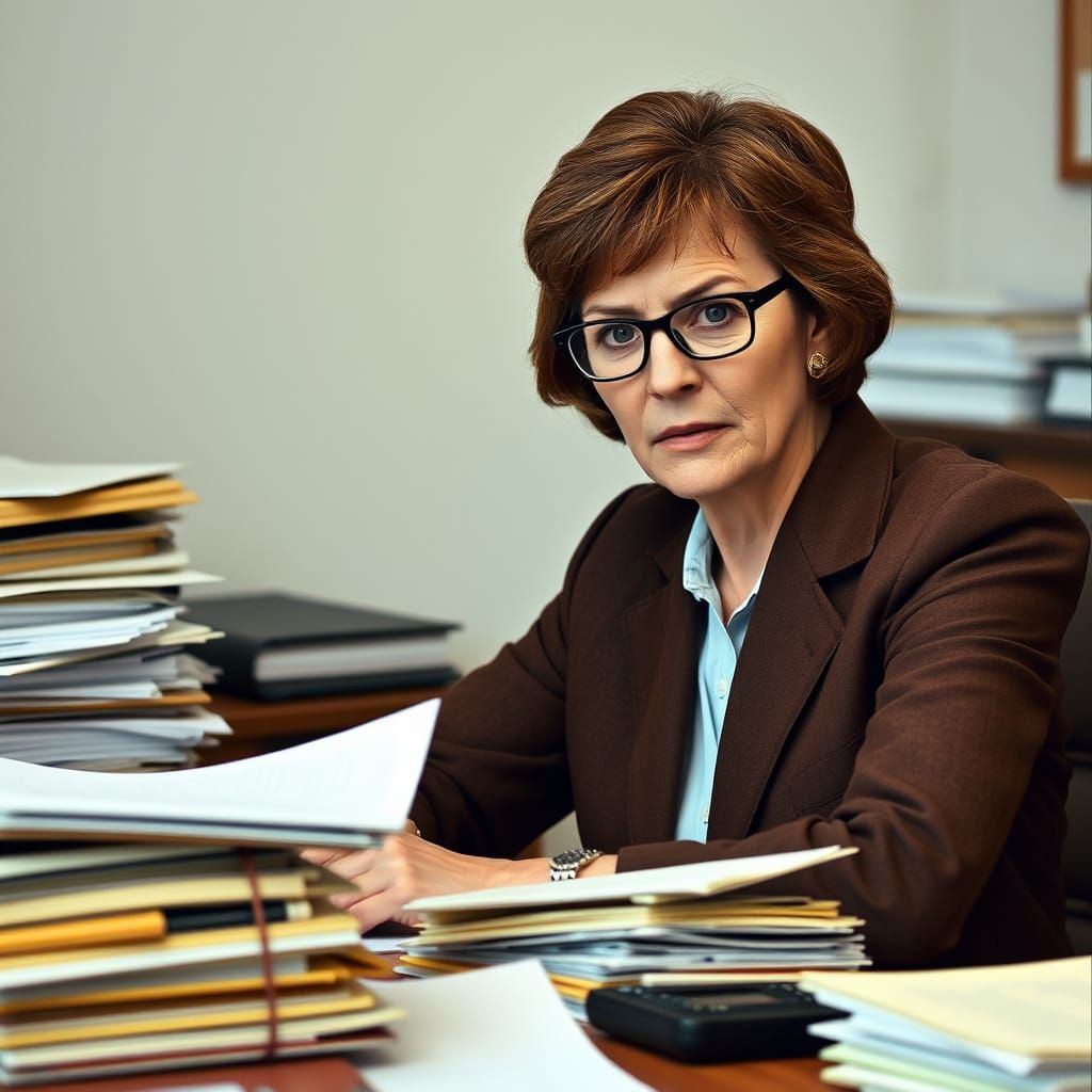 Elegant Woman at Desk, Inspired by Freud and Hammershøi