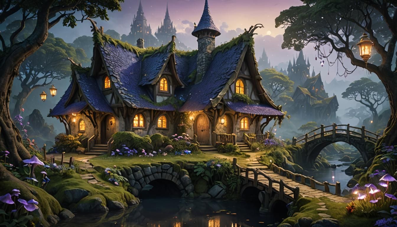 Elven Cottage on Mystical Island: Fantasy Concept Art