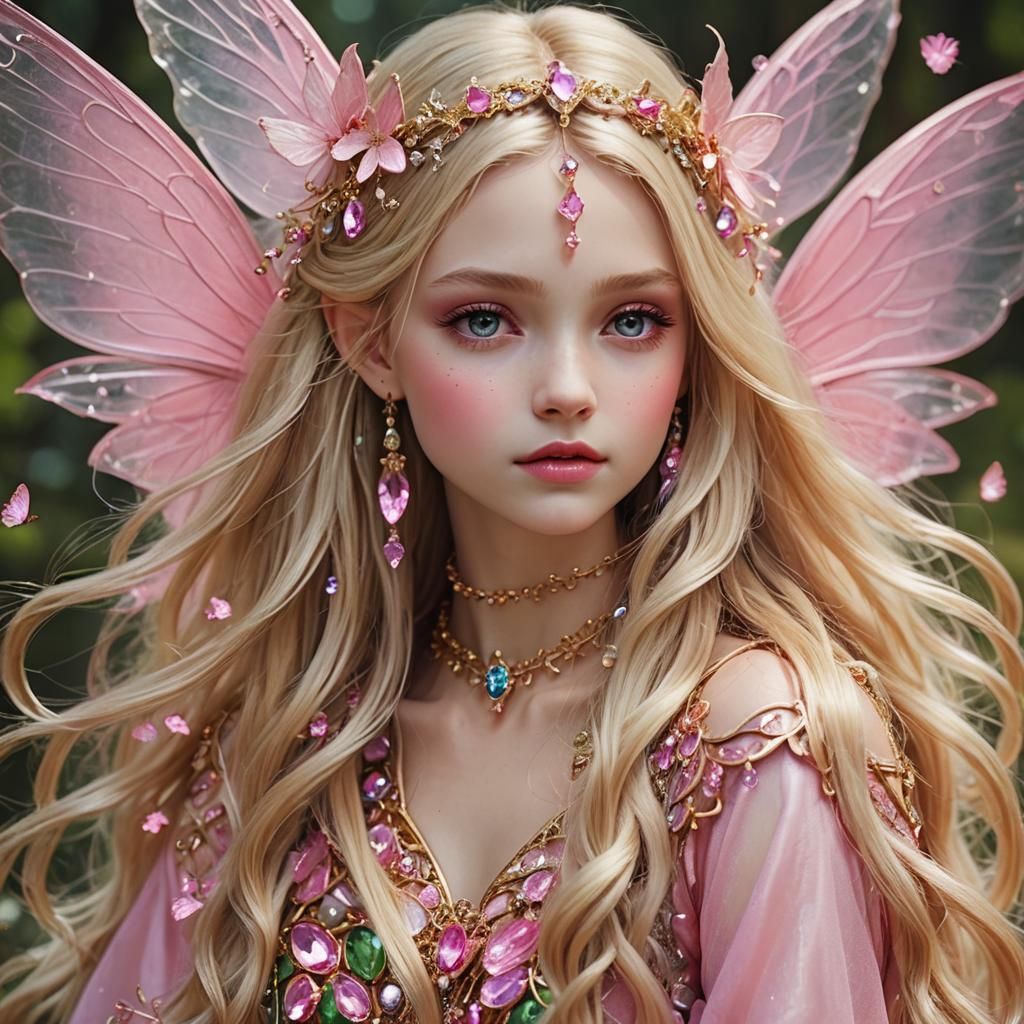 Jeweled Fairy with Pink Wings