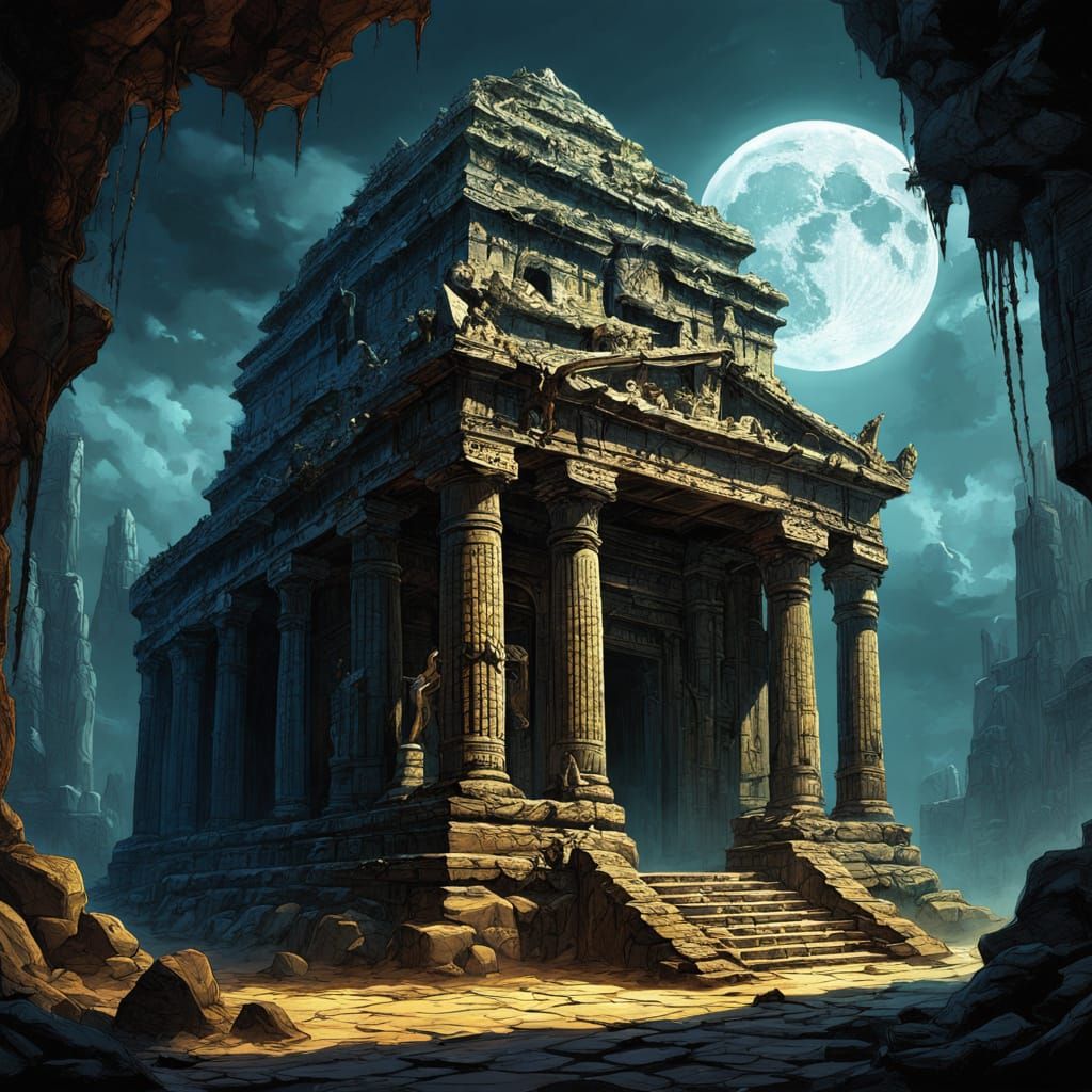 Ancient Ruin Trap Averted in Dramatic Fantasy Art