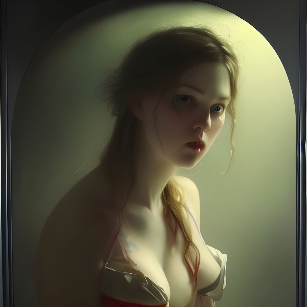 Horror Wonderland: Sensual Woman in Oil Painting
