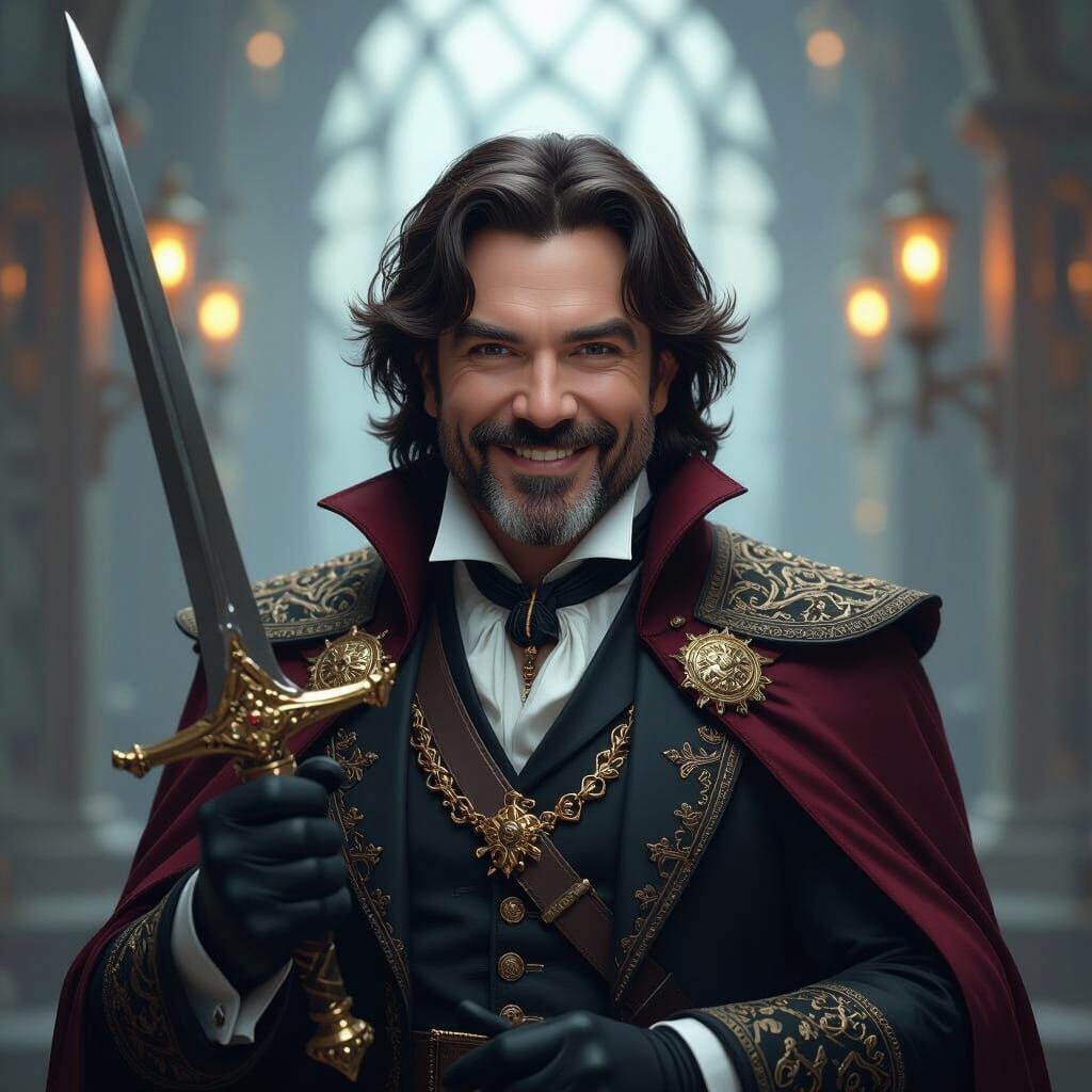 Posh Vampire Bladesinger Wizard Portrait, Digital Art