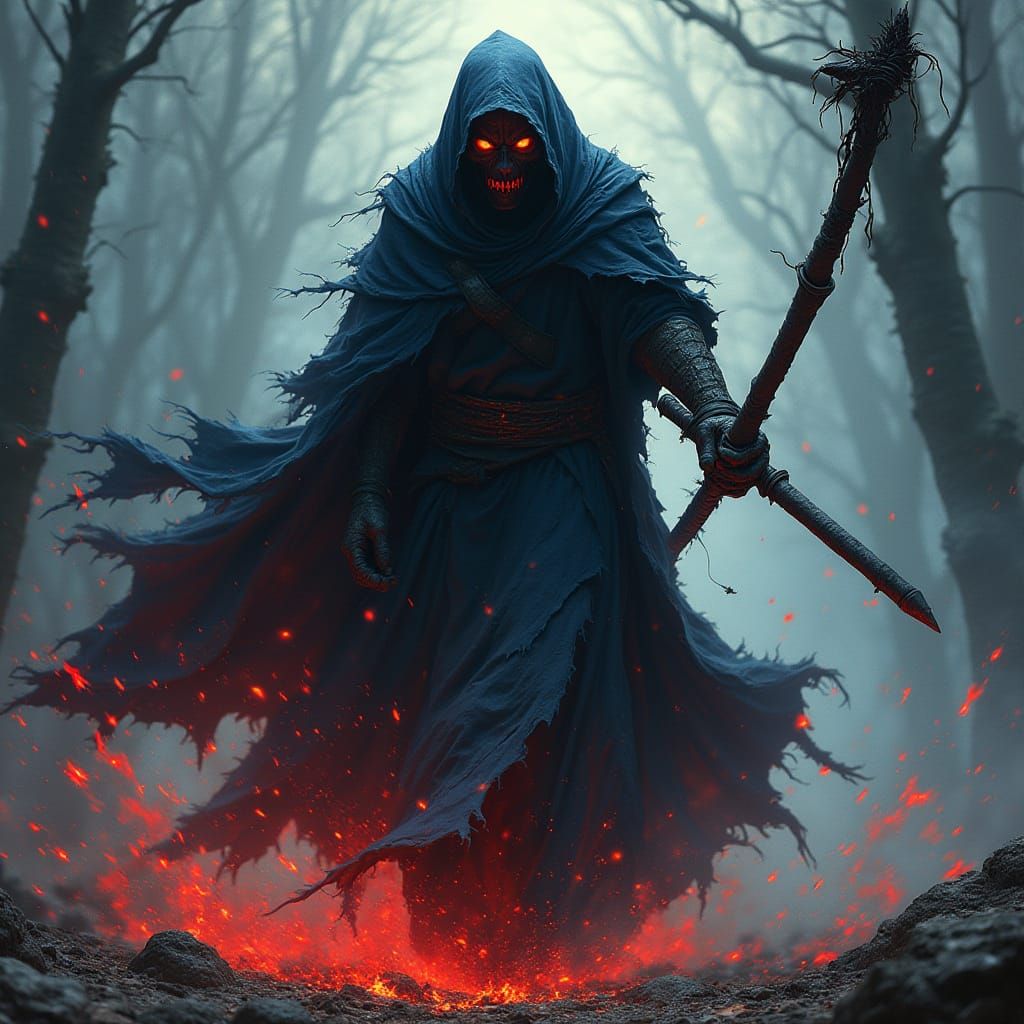 Vengeful Figure in Dark Fantasy World