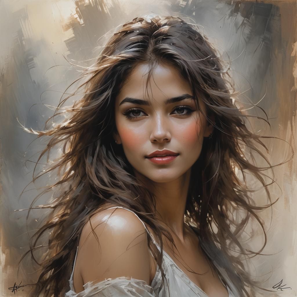 Latina Woman Portrait in Painterly Style