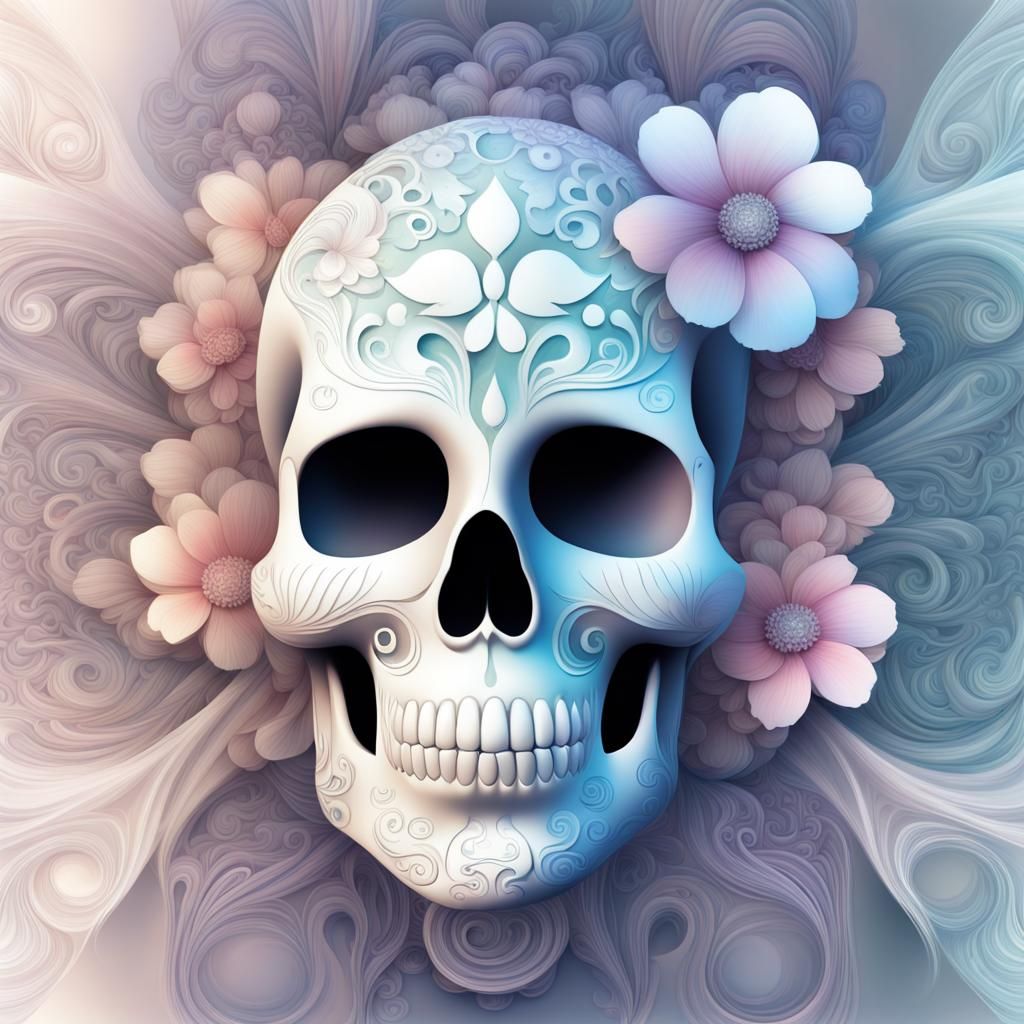Ethereal Sugar Skull: Dreamlike Digital Painting