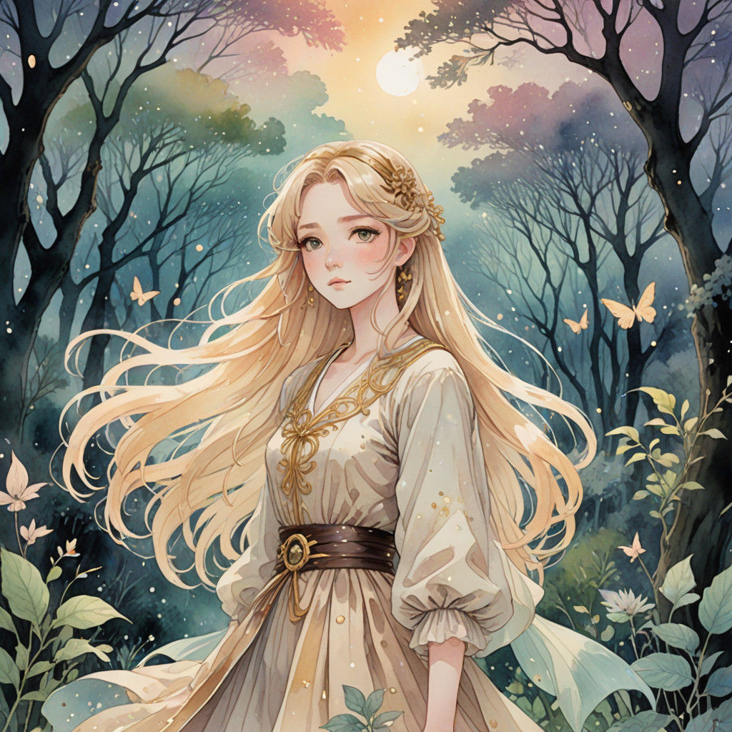 Dreamy Magical Girl in Whimsical Miyazaki-Inspired Manga