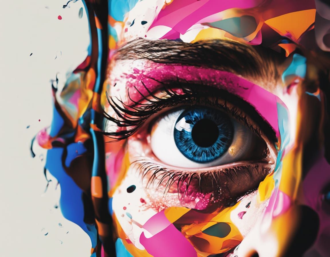 Abstract Eye Peers Through Distorted Lens