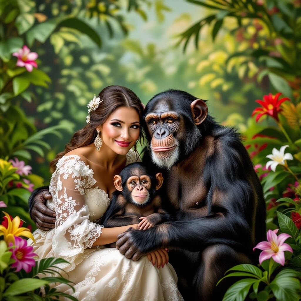 Chimpanzee Maternity Photo in Jungle Studio