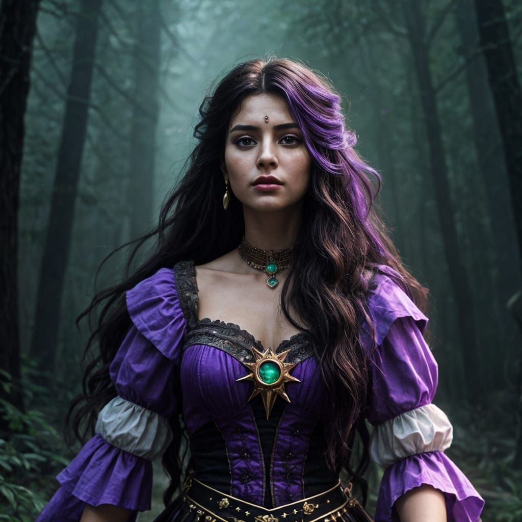 Enchanting Gypsy Sorceress Portrait in Disney Style