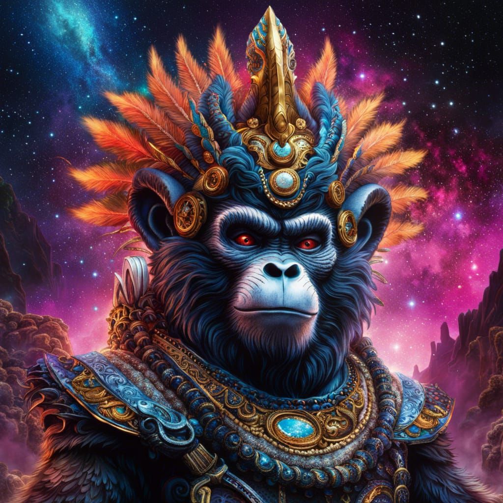 Monkey King Godzilla: Rococo Gothic Portrait