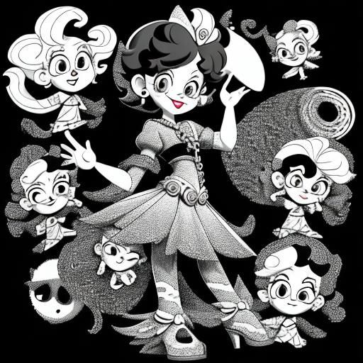 Betty Boop and Friends in Black and White Vector Art