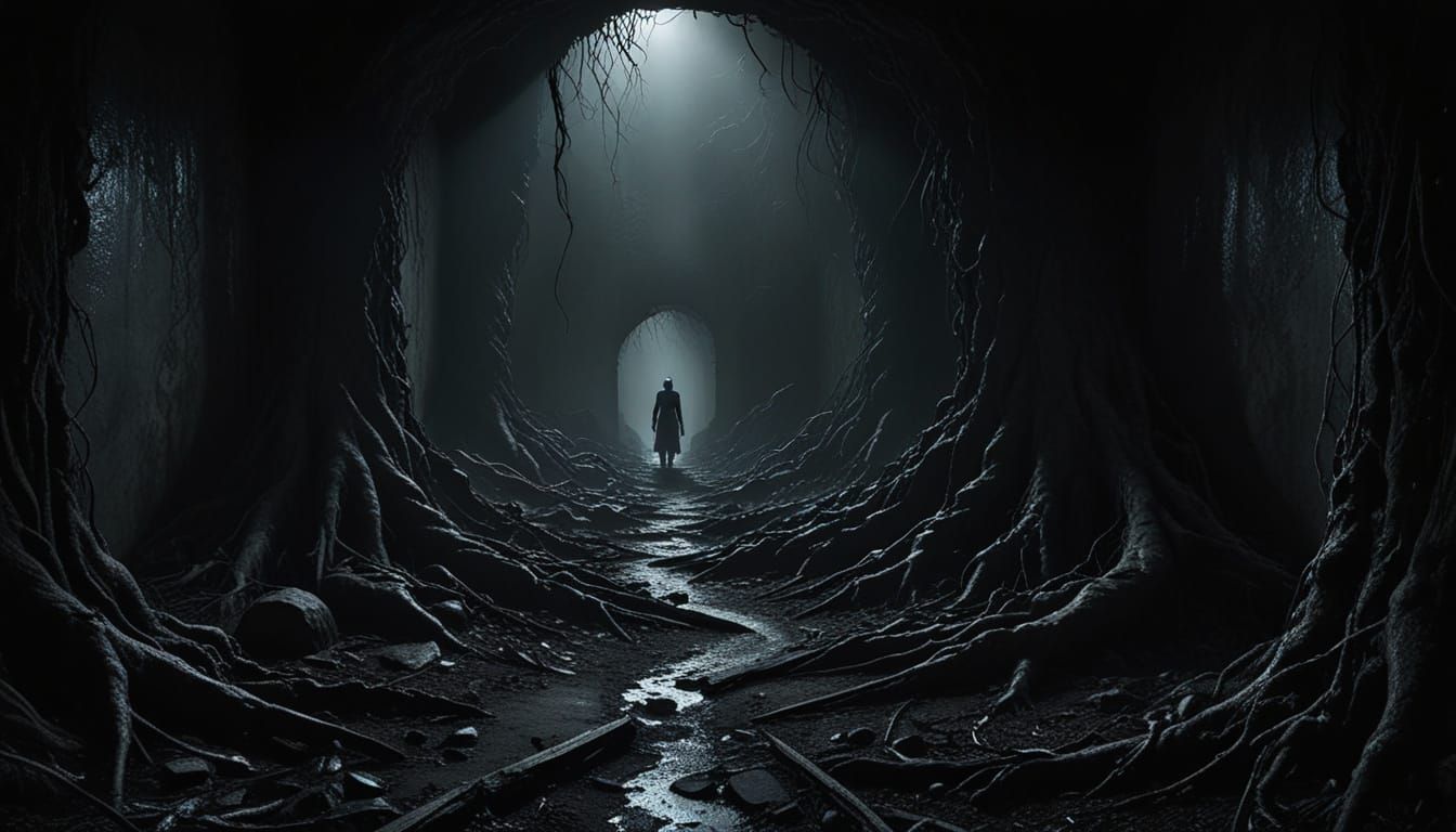 "Suffering in Sheol."  liminal horror claustrophobia, landsc...