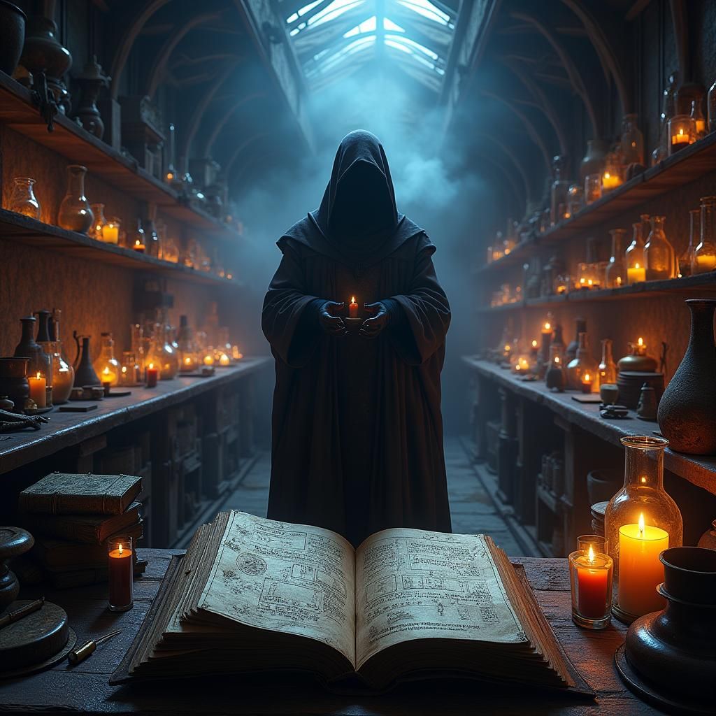 Mystical Alchemist's Laboratory in Matte Painting Style