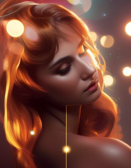 Exotic Woman in Gold Dress, Hyperdetailed Portrait