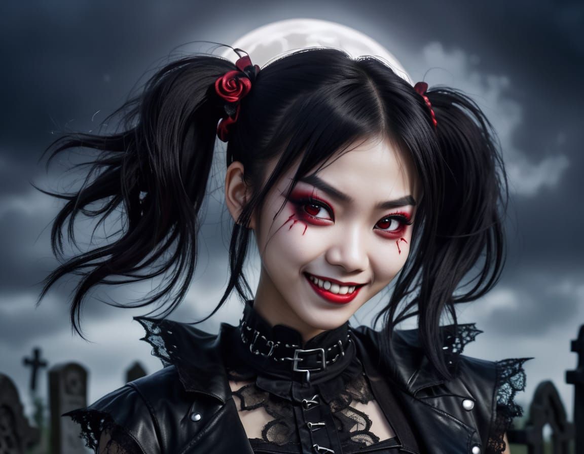 Gothic Punk Vampire in Whimsical Dance