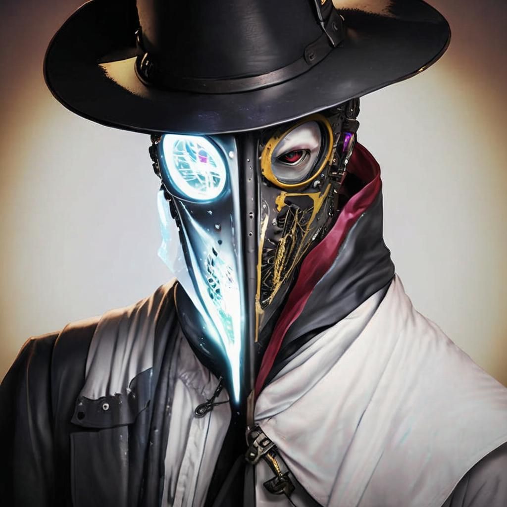 Cyberpunk Plague Doctor Glitch Art Avatar
