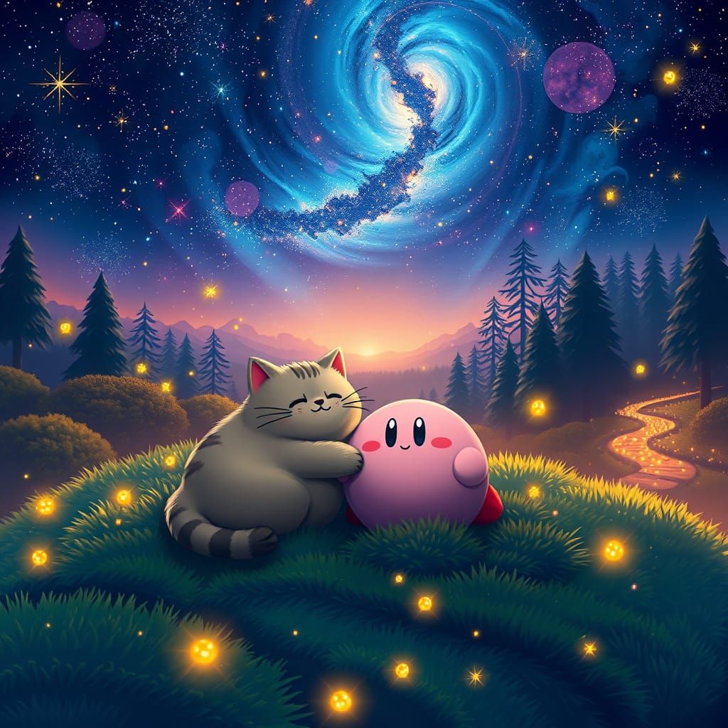 Magical Nighttime Friends Scene in Vibrant, Hyper-Realistic ...