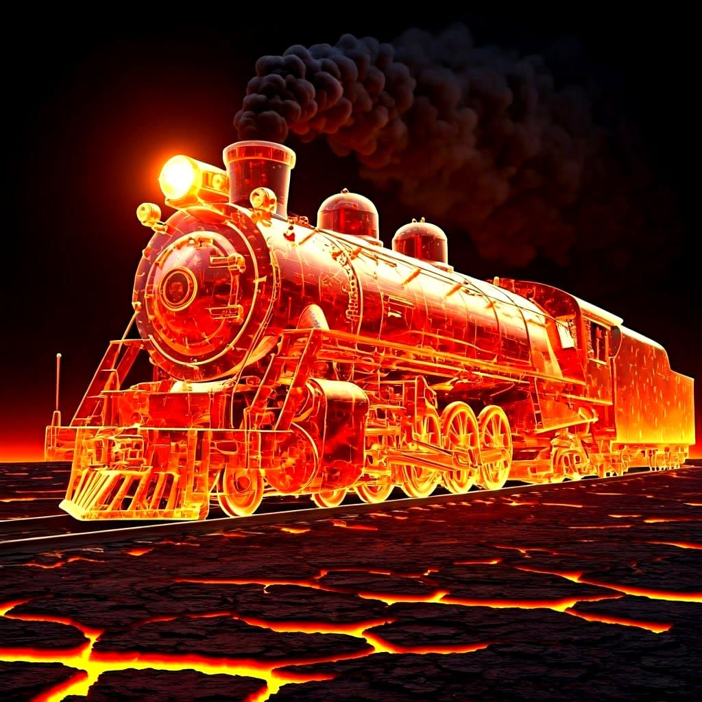 Ethereal Lava Train Unfolds from Fiery Depths
