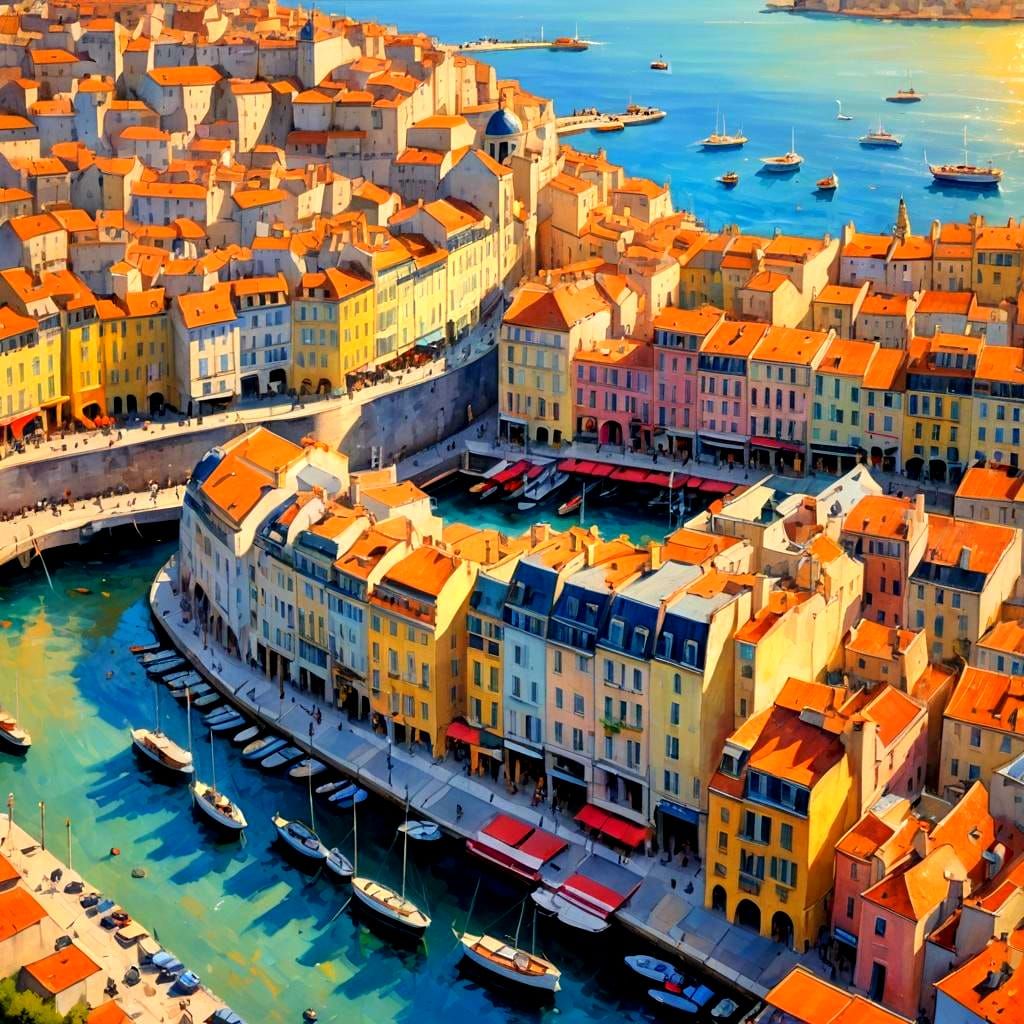 Colorful Impressionist Painting of Nice, France