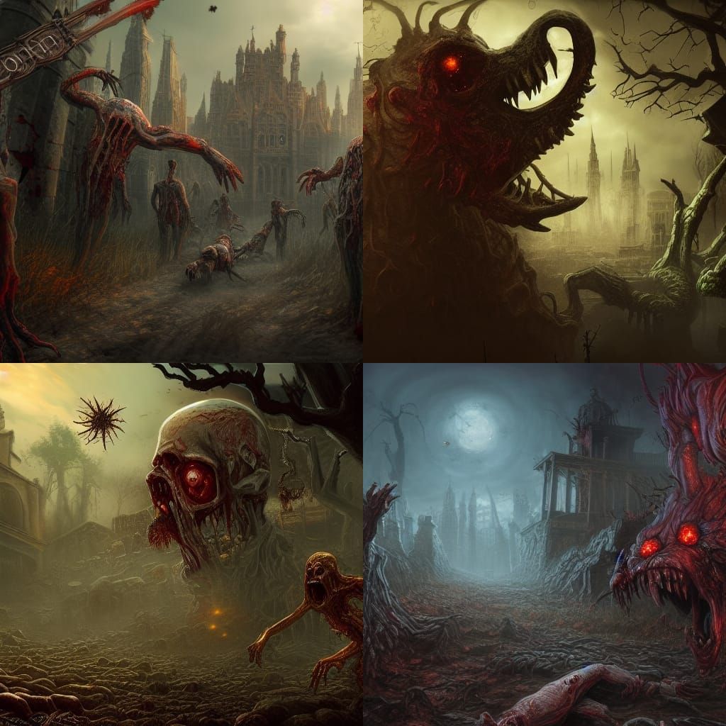 Zombie Apocalypse Fantasy Concept Art in 8k