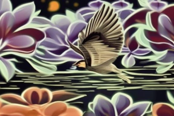 Whimsical Bird of Happiness in Flight