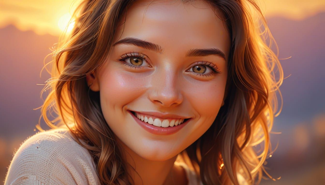 Smiling Friend Portrait in Warm Digital Painting