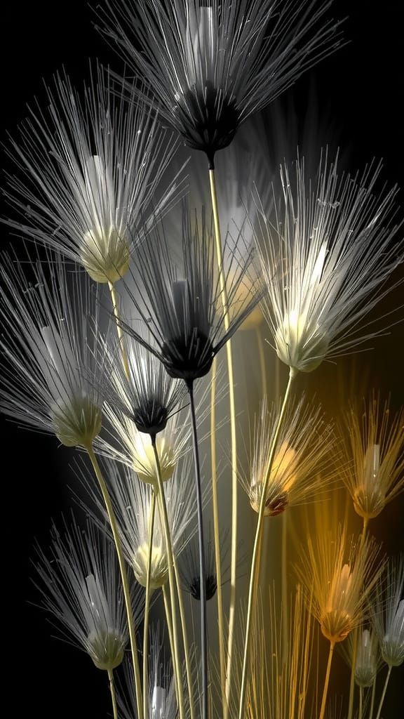 Ethereal Seed Heads in Luminous White and Gold
