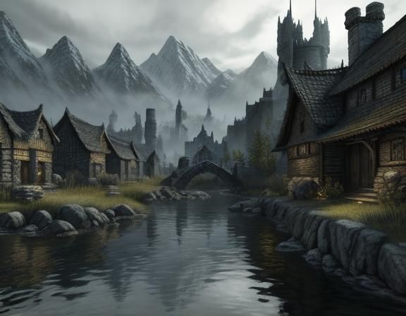 Khajiit in Skyrim's Riverstead Cityscape