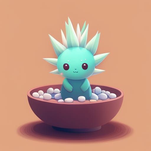 Spikey Cactus Baby in Desert Illustration