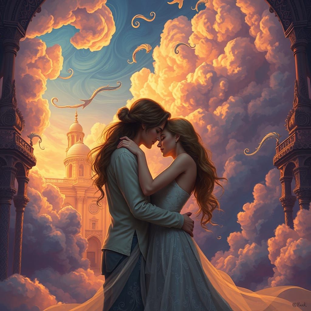 Dreamlike Embrace in a Fantastical Realm