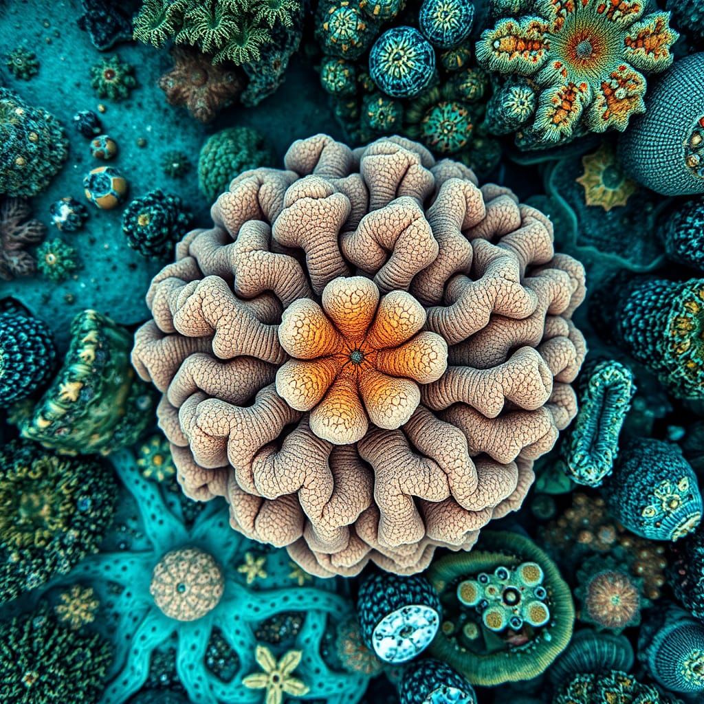 Vibrant Fractal Coral Landscape in Abstract Art