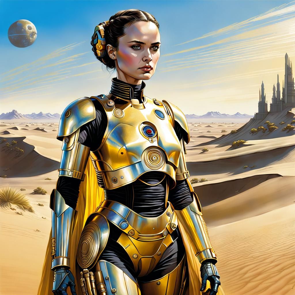 Padmé Amidala as C-3PO in Comic Art Style